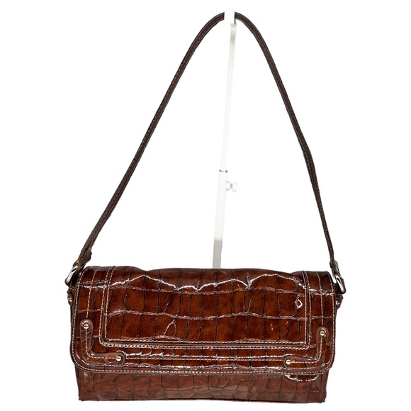 Liz Claiborne Handbags - Liz Claiborne Dark Brown Faux Alligator Handbag Shoulder Bag